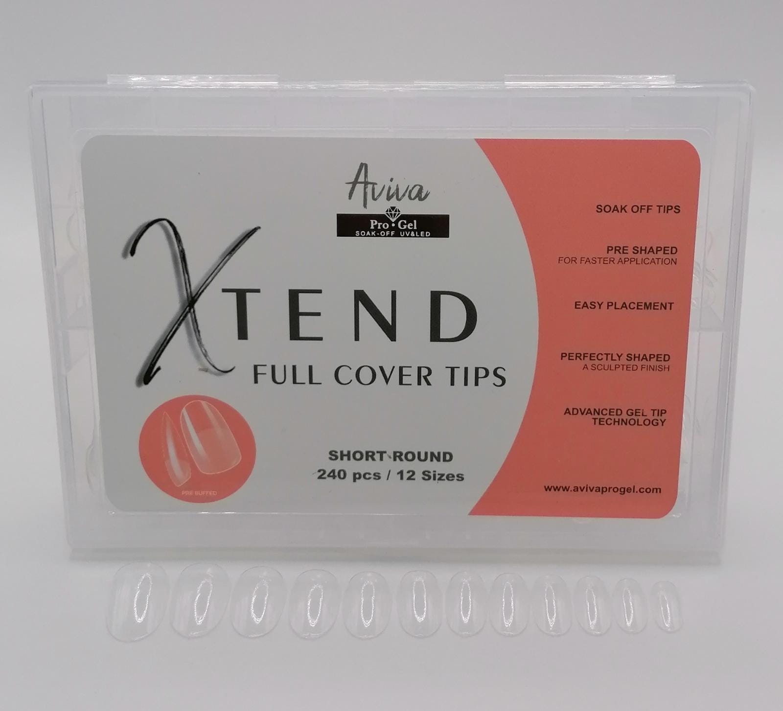 Aviva Progel Xtend Full Cover Tips Short round (not pre-buffed)